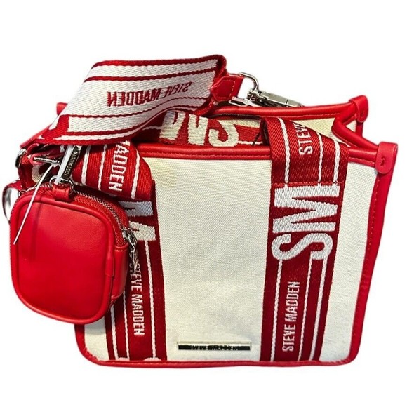 Steve Madden Tiktok Satchel Bwebber Creme Red Canvas Bag Tiktok Viral Purse NWT - Picture 9 of 16